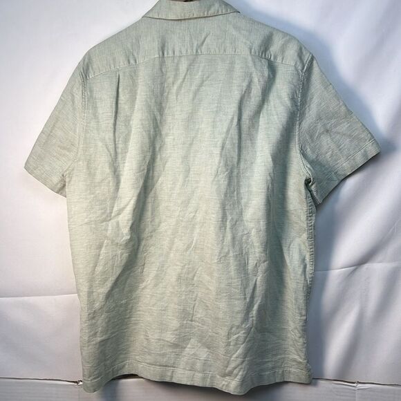 J. Crew Factory BZ120 Dobby Textured Short sleeve Camp Shirt large NWOT Green - Picture 8 of 10